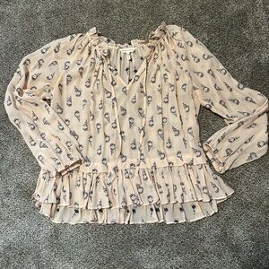 Rebecca Taylor Women's Blush/ Black Blouse Sz 2